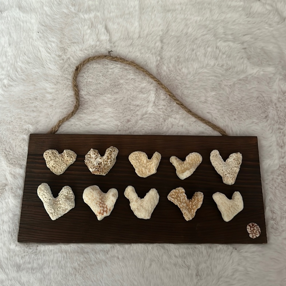 Homemade heart shaped rocks decoration